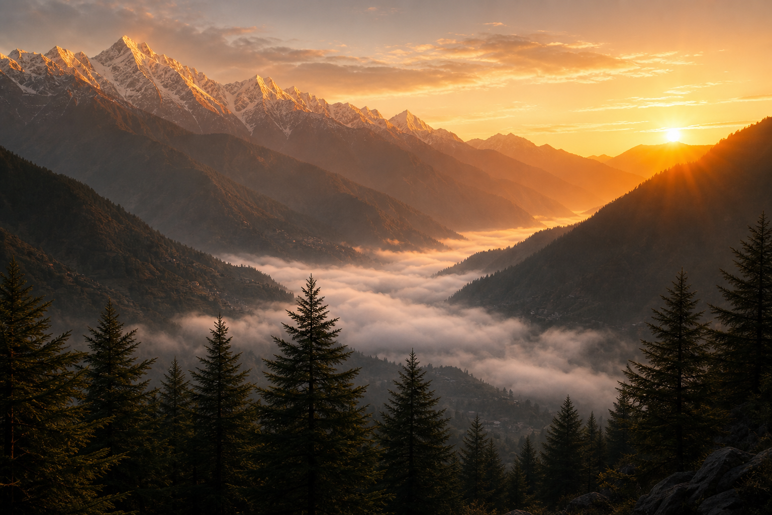 Sunrise over the valley
